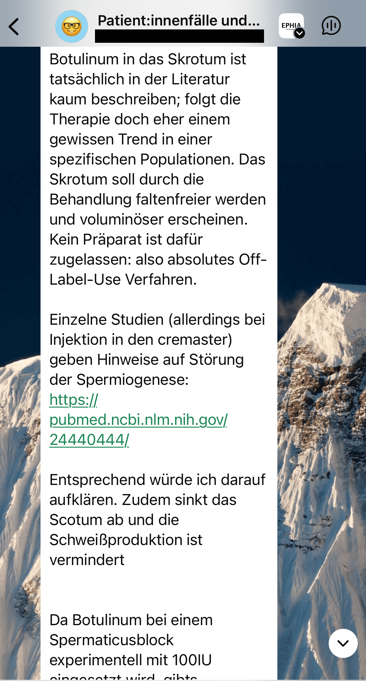 WhatsApp-Screenshot einer Antwort aus der Community