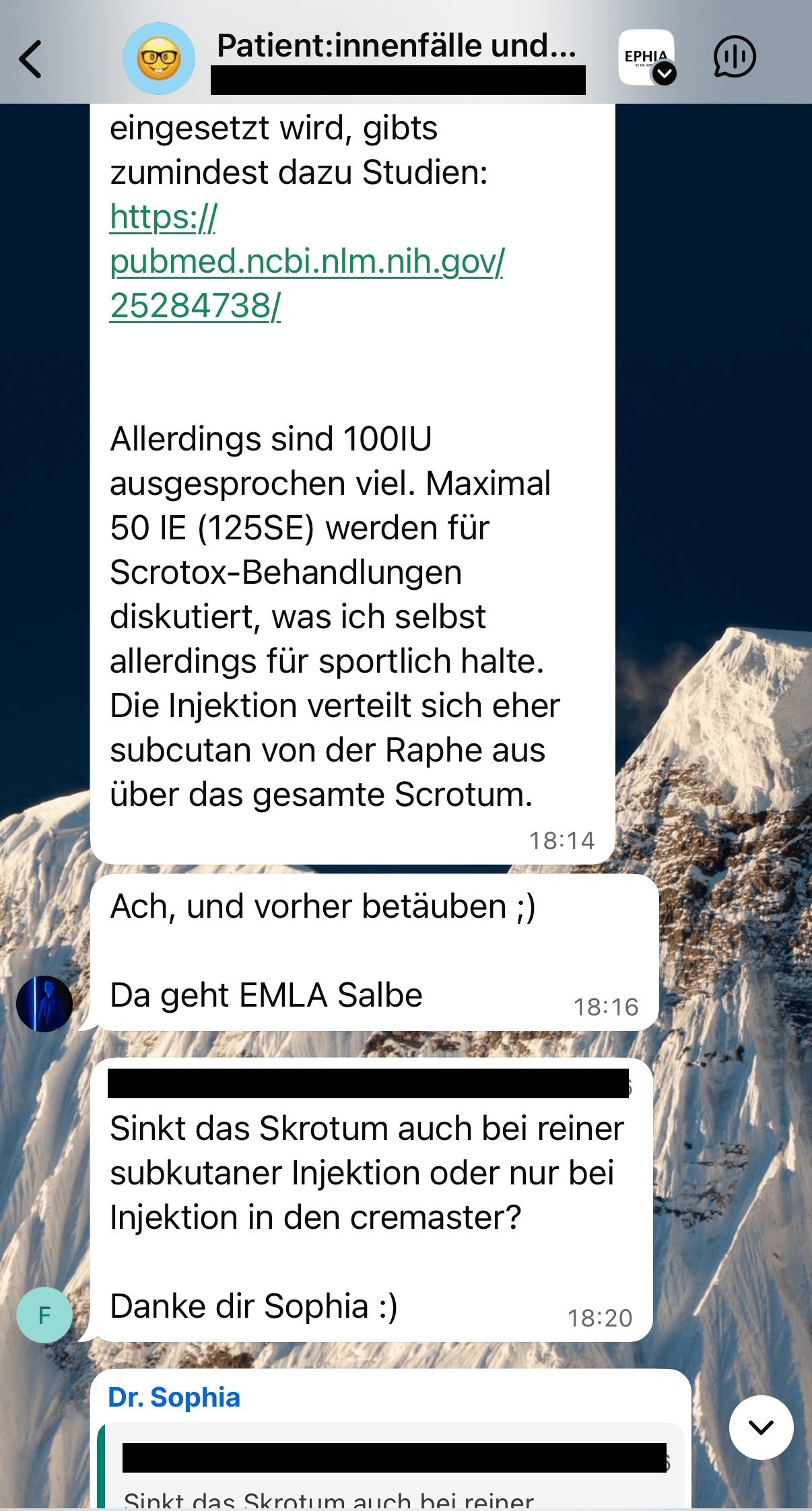 WhatsApp-Screenshot einer Diskussion aus der Community